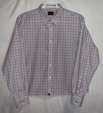 Men  s UNTUCKit Long Sleeve Button Cotton Dress Shirt Red Blue Checked XXL 2XL 