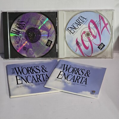 Microsoft Works & Microsoft Encarta CDs 1994 Edition 2 Discs
