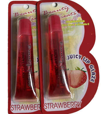 Beauty Treats Juicy Lip Shine Glaze -Aloe Vitamin E Strawberry  Lip Gloss- 2Pack