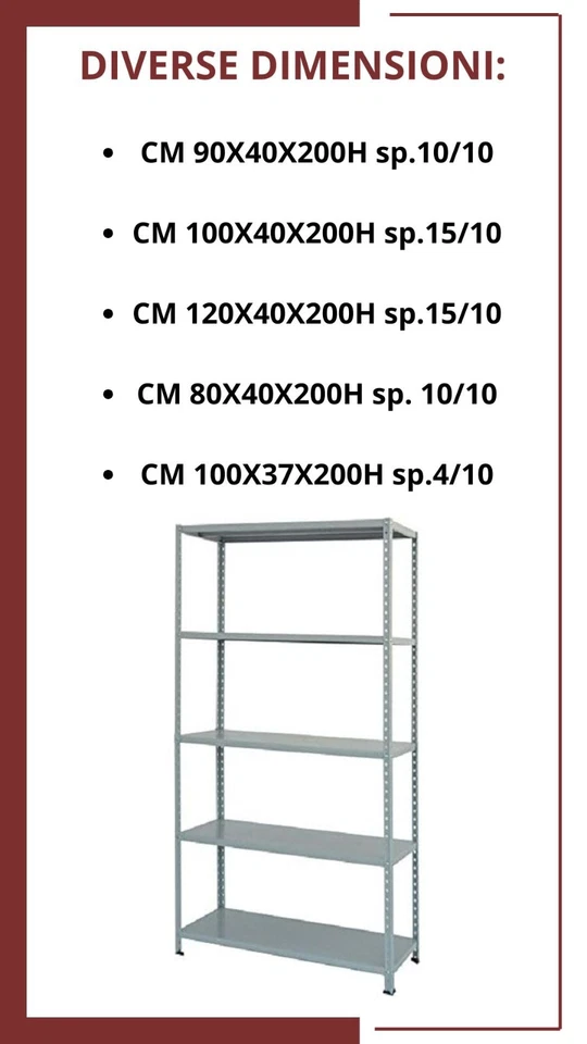 Scaffale in Metallo per Ordine Garage Scaffalatura 5 Ripiani Portata Max 400 kg - Immagine 3 di 4