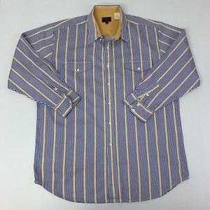Roper-Mens-Size-2XLT-Tall-White-Blue-Yellow-striped-Long-Sleeve-Western-Shirt