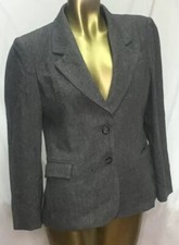 Vintage Saville Blazer Size 10 Jacket Pockets Grey Shoulder Pads Wool blend