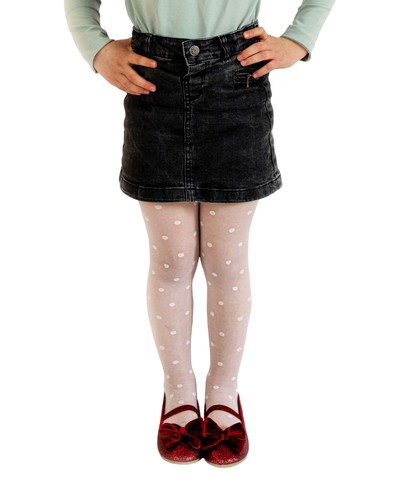 Girls White Polka Dots Tights 20 Den - Picture 7 of 8