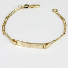 14K Gold Filled Baby Bracelet With Engraving 6'' adjustable Christmas Gift-14