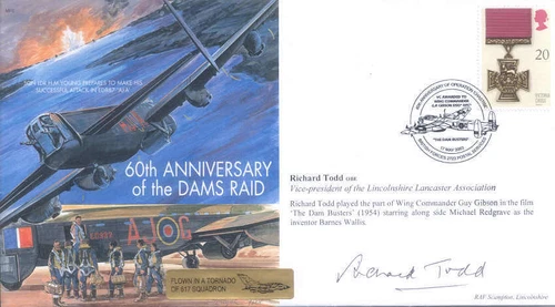 MF6 WWII WW2 617 Dambusters RAF cover signed actor RICHARD TODD