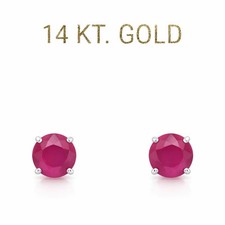 GENUINE 1.44 Cts RUBY STUD EARRINGS 14K WHITE GOLD - Free Appraisal Service