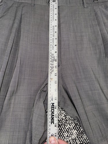 Reda Super 100’s Wool Dress Pants Mens 35 X 30 Gray Check Italy Pleated READ - Picture 9 of 11