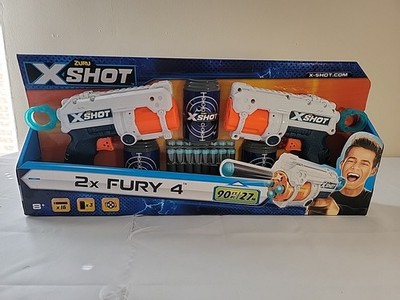 Zuru X Shot 2x Fury 4 Rapid Fire Blasters With 16 Darts and 3 targets 90 Ft 