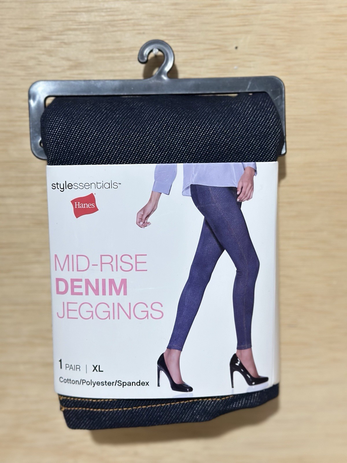 Hanes Essentials Women's Mid-Rise Denim Jeggings - Blue NEW 