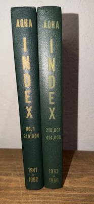 AQHA Stud Book & Registry 2 Volume Combines information Frm 1941-1966 Books 1-20