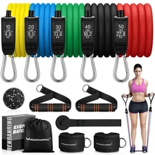 RENRANRING Resistance Bands for Working Out, 150LBS Exercise Bands, Workout B...