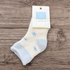 NWT VTG Janie and Jack White  Blue Snowflakes Boys Socks - 12-24 Months