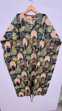Indian Cotton Blue Floral Printed Kaftan Dress Women's Clothing Kaftan Dress US
