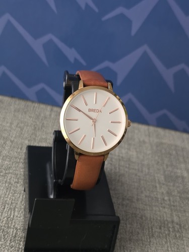 BREDA Joule Brown Genuine Leather Women's Watch 16-160721. NEW BATTERY INSTALLED - Picture 2 of 13
