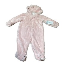 Carters Baby Girl Pink Fuzzy Hooded Footed Pajamas Sleepsuit 6 Months