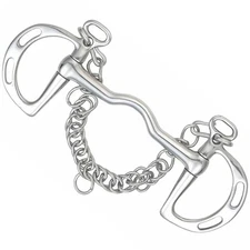 English Horse Kimberwick Bit Medium Port Mouth Stainless Curb Chain Snaffle Bit