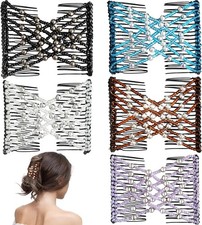 5 Pieces Magic Hair Comb Stretchy Double Comb Elastic Beaded Hair Clips for
