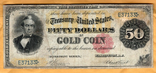 $50 Series 1882 Fr. 1195 Gold Certificate rare 19th Century Large size type