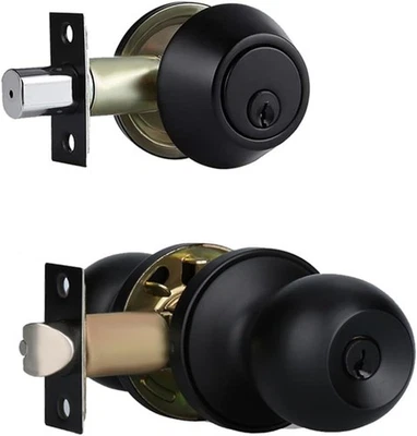 CIELSA DAWN Exterior Door Lock Set with ,Keyed Alike Matte Black Door Knob and Deadbolt Set