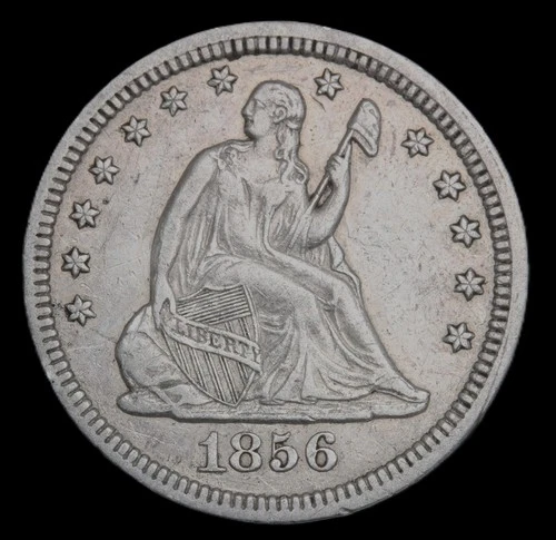 1856- 25C Liberty Seated Quarter 90% Silver- Choice VF- SMH-2161