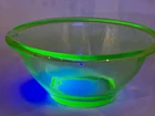 Vintage Green Depression Uranium Glass Bowl UV Reactive Glow Collectible