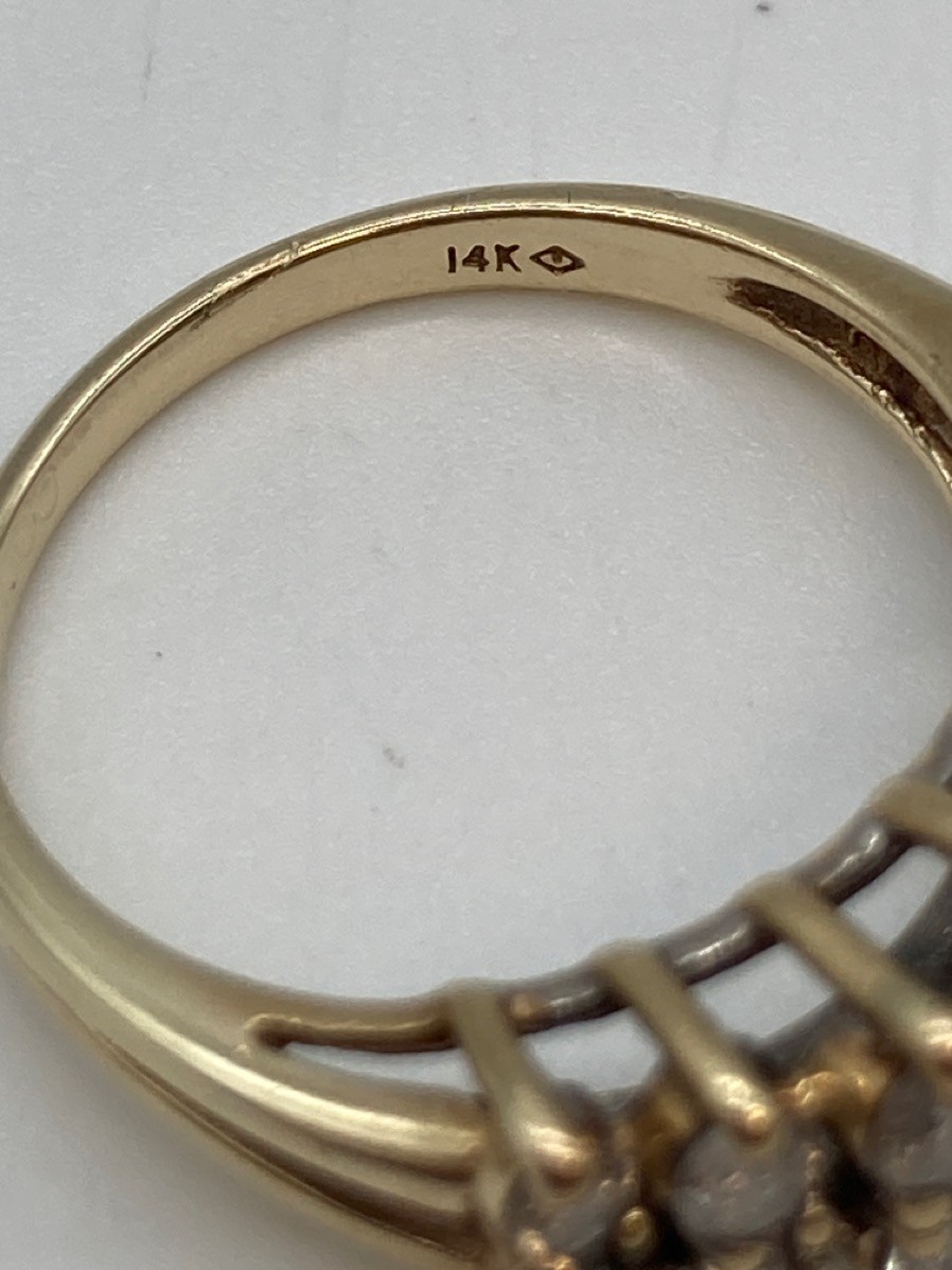 14k Yellow Gold Double Stack Cluster Diamond Ring… - image 6