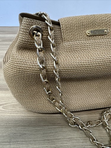 Eric Javits Squishee Bag Raffia Straw Natural Gold Twist Closure Vacation Tote - Picture 5 of 14