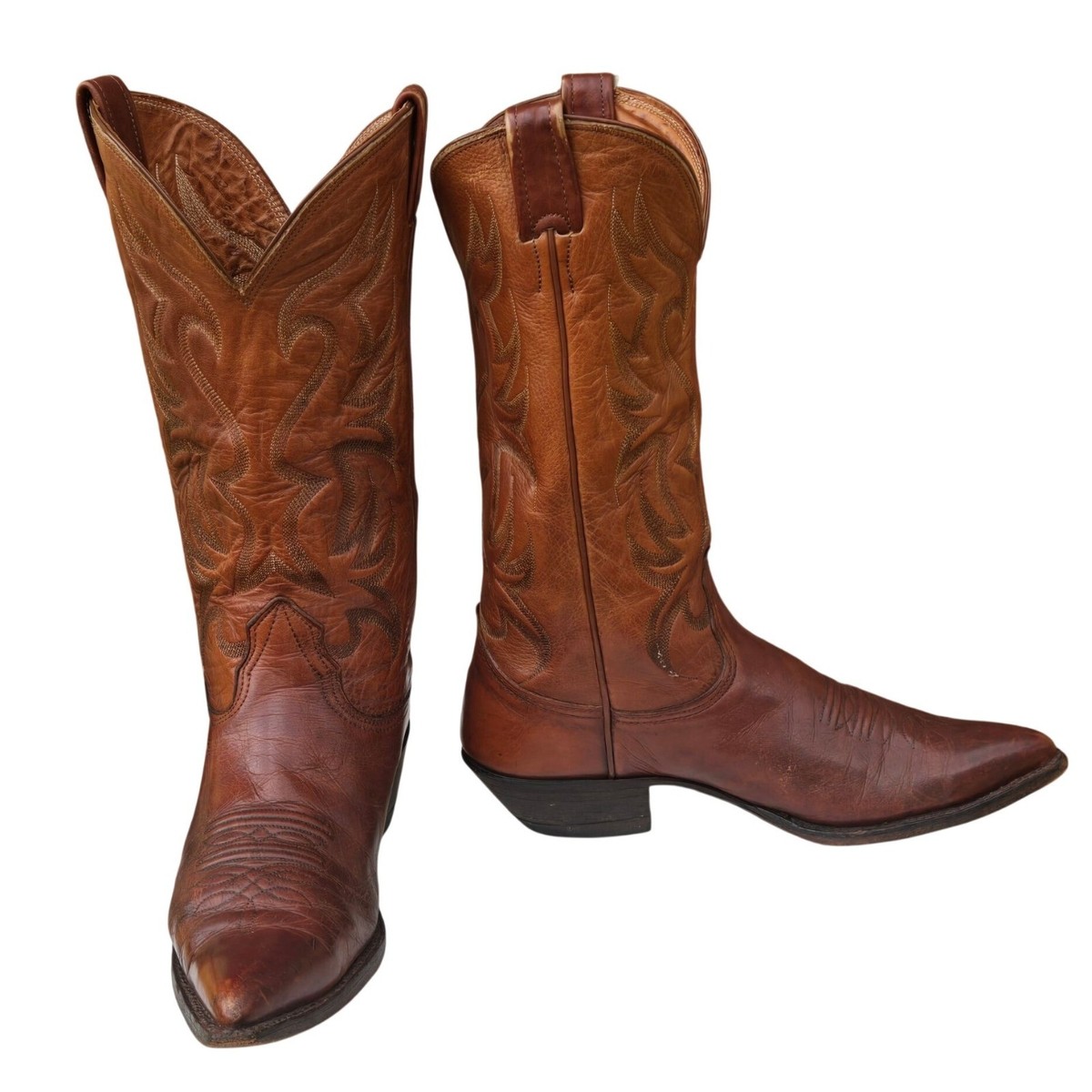 Vintage Nocona Cowboy Boots Brown Leather Mens 9.5 C Narrow 