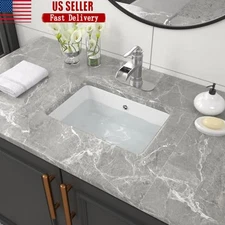 New Rectangular Undermount Ceramic Bathroom Sink Classic Basin Easy Clean Vessel