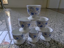 Arzberg Blaue Blüten  6 x Eierbecher mit Fu�...