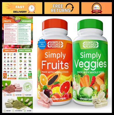 40+ Superfood Fruits & Vegetables - High Beta Carotene, Soy Free, 90 Count x2