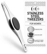 Stainless Steel Slant Tip Precision Tweezers for Eyebrows Facial Hair Removal