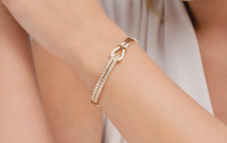 Tennis Bracelet 18K Gold Plated Vintage Bracelet 925 Silver Love Knot Bracelet