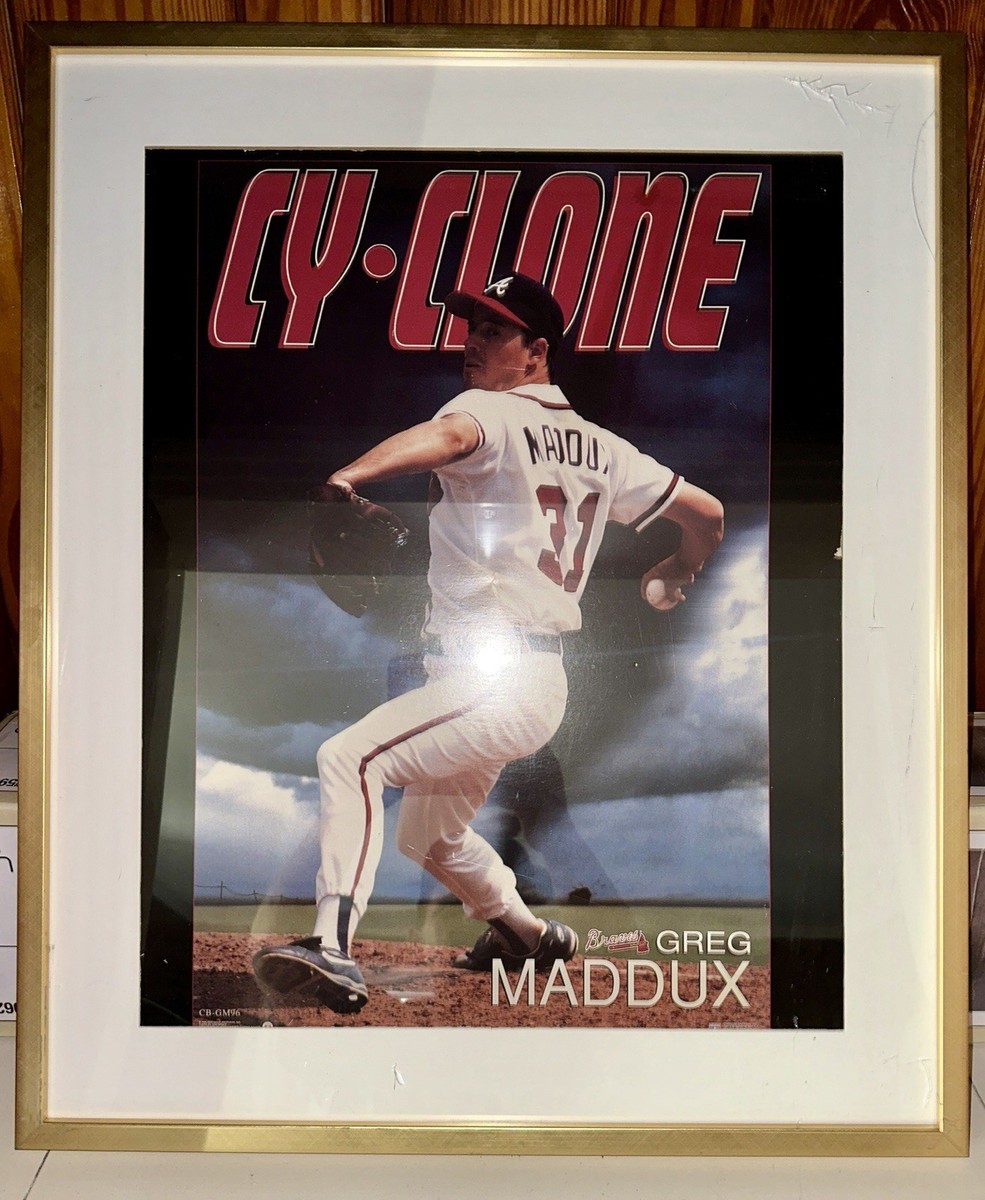 Vtg Greg Maddux Cy- Clone Braves 1995 18x20 Framed Poster