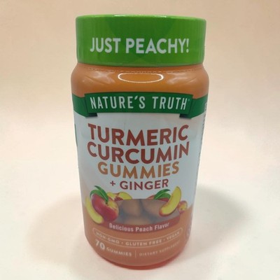 Natures Truth Turmeric and Ginger 70 Gummies Peach Flavor Vegan Non-Gmo 6/2027