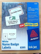 Avery 8395 White Inkjet Name Badge/Labels Open Pack 114 Badges FREE SHIPPING