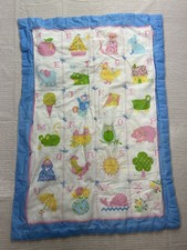 Vtge Handmade Thin Quilt Baby Blanket Alphabet 32" X 42" Crib/Toddler Bed Unisex