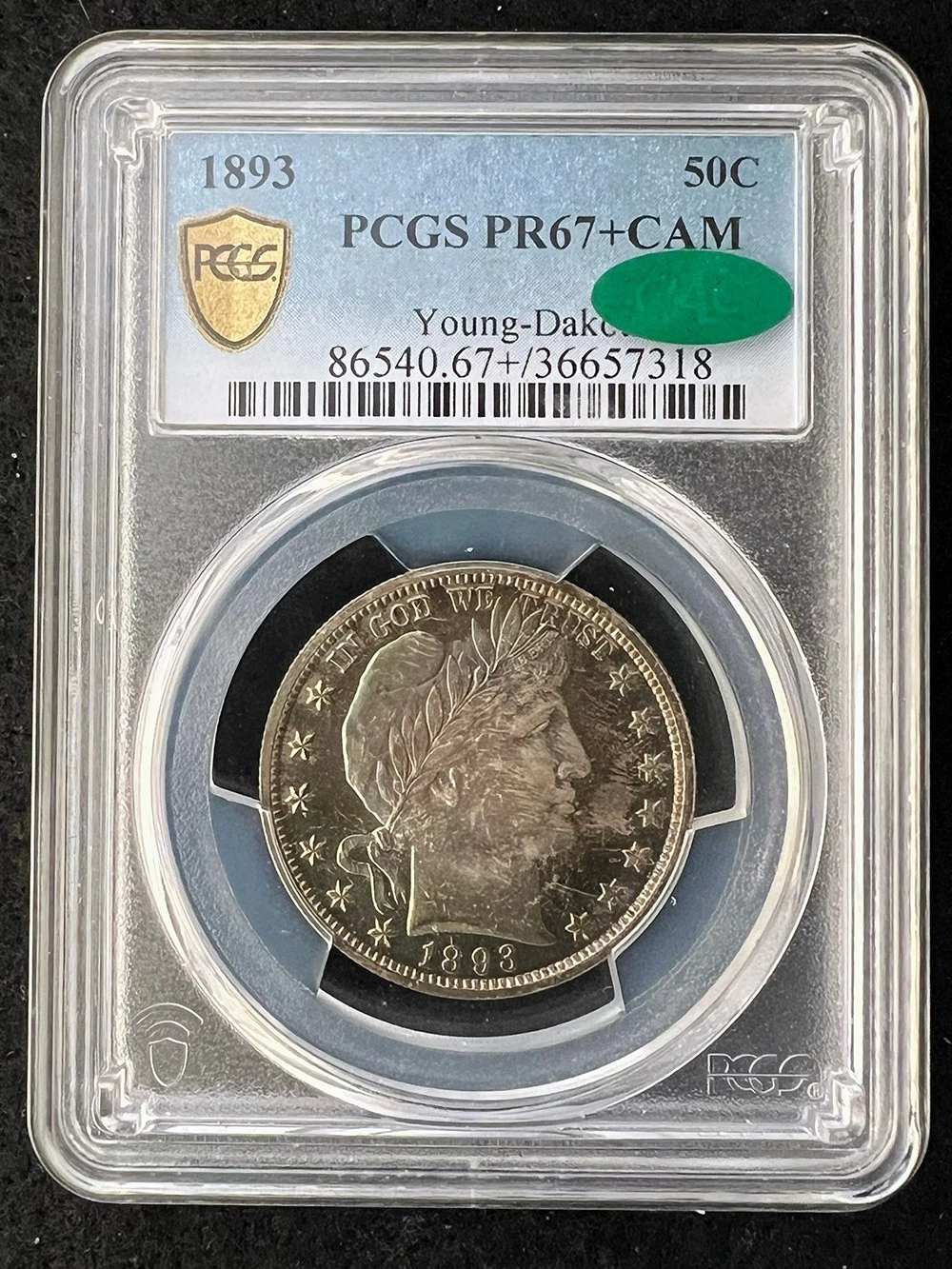 1893 50C Half Dollar Barber PCGS PR67CAM+ (CAC)