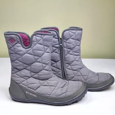 Columbia Snow Boots Womens 7 Minx Slip II Omni Heat Gray Quilted BL1597-051