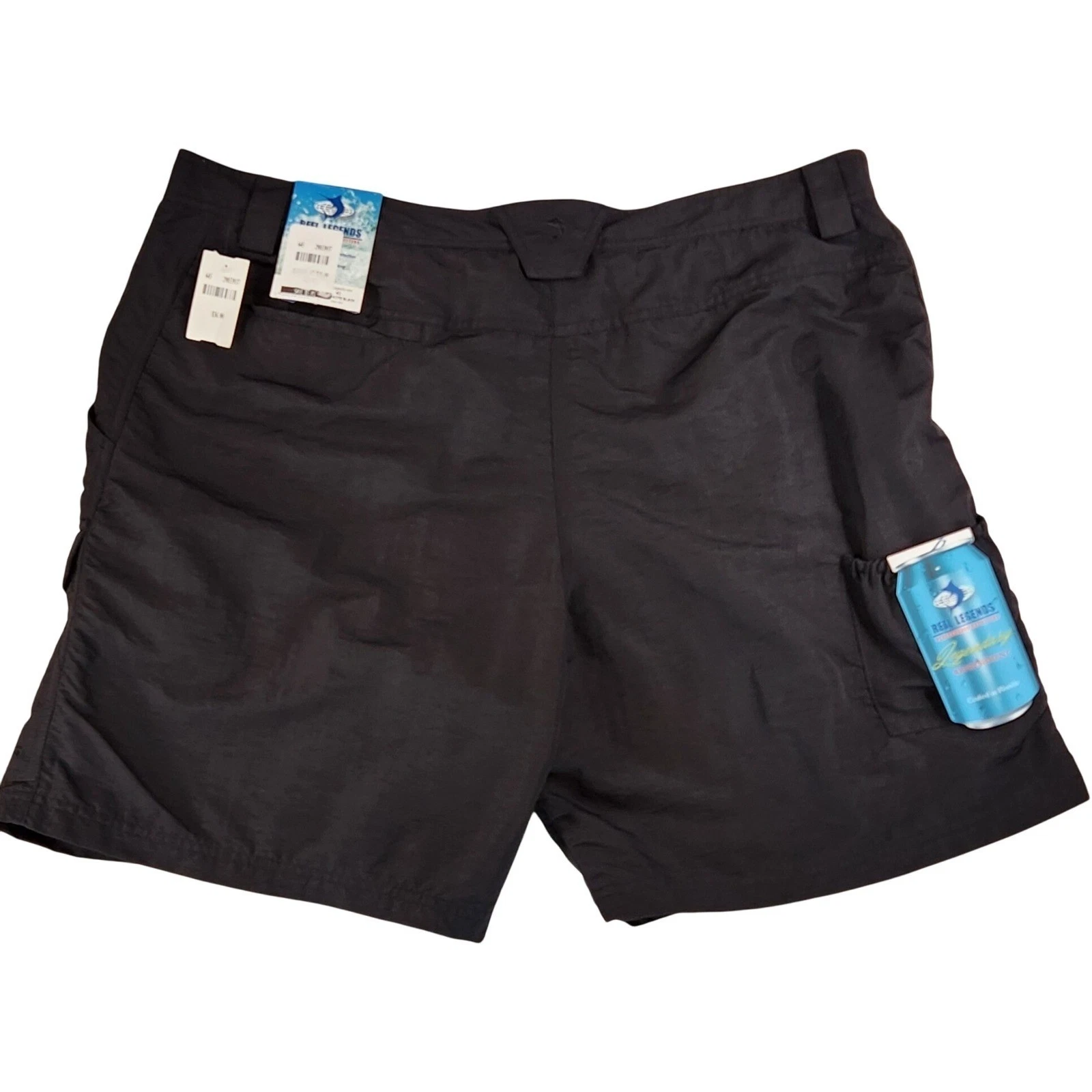 NEW GIFT 42 Reel Legends Sandbar Black Fishing Shorts Beer Pocket NWT mens xxl