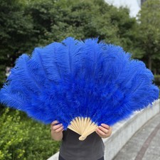 Handheld Big White Ostrich Feather Fan 100CM 130CM Feathers for Carnival Stage P