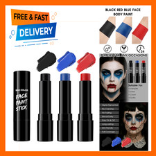 Face Body Paint Stick Kit 3 Pieces Red Black Royal Blue Skull Vampire Clown