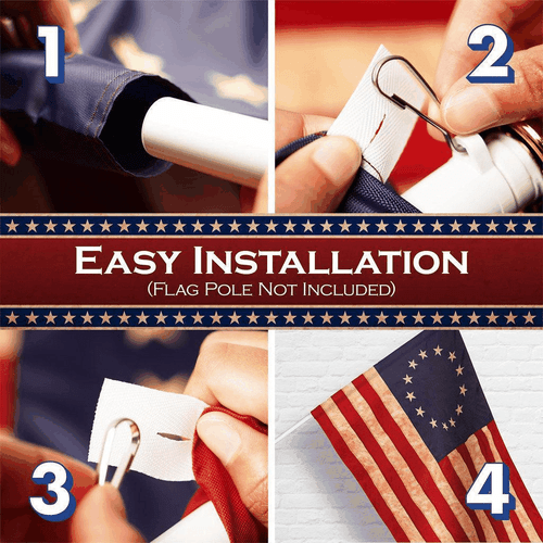 Confezione da 10: Betsy Ross TeaStained Flag 1x1,5 piedi ToughWeave Pro Series Palo - Foto 7 di 8