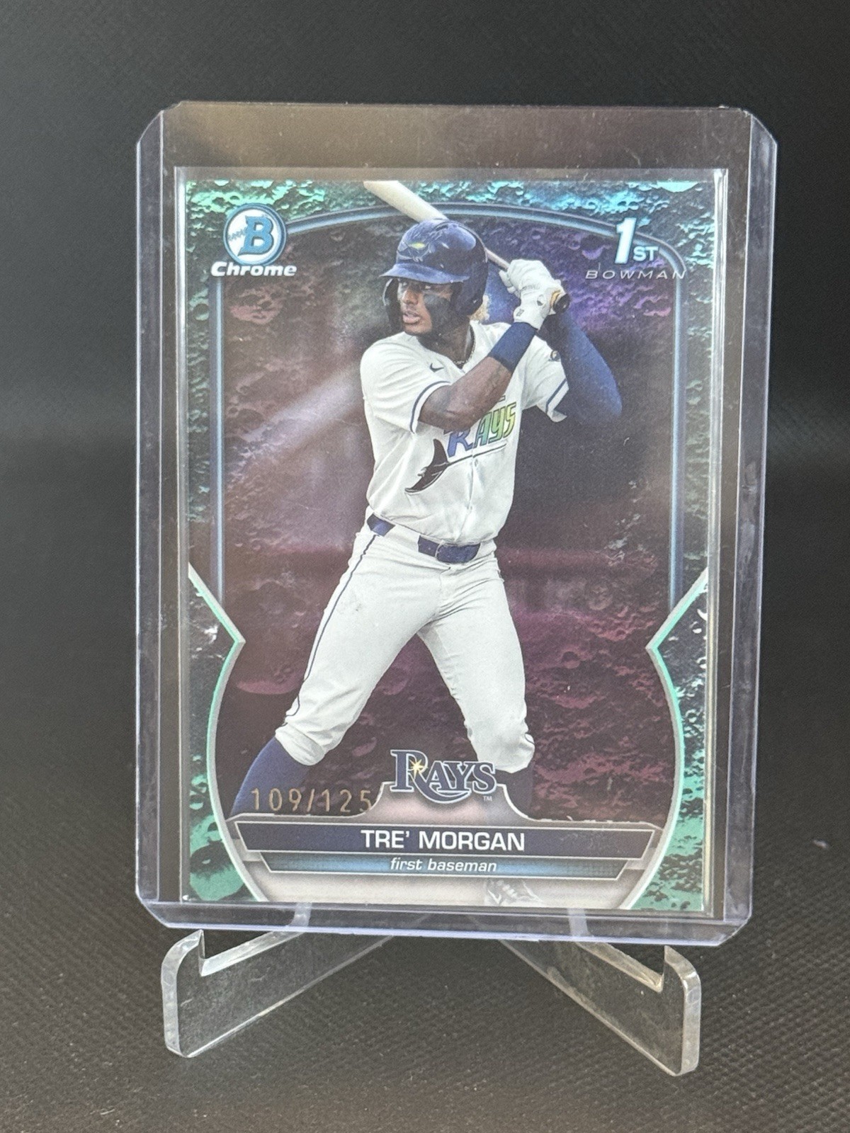 2023 Bowman Chrome Tre' Morgan BDC-199 Bowman 1st Aqua Lunar Refractor /125 Rays