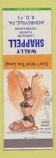 Matchbook Cover - Wally Shappell Carpenter Mohrsville PA pinup