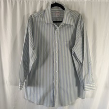 Brooks Brothers 346 Dress Shirt Men's 16.5 Blue Striped Button Up Long Sleeve