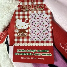Hello Kitty Christmas Pink Sherpa Backed Twin Blanket NWT/Box 60x90