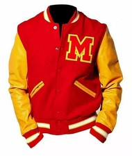 Men's Michael Jackson Thriller Jacket Red M Logo Varsity Letterman Bomber