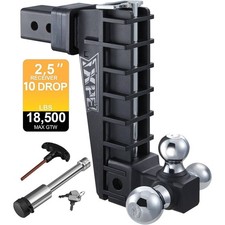 Adjustable Trailer Hitch10 Drop Hitchfits 2.5 Receiver Tri-ball 18500 Lbs