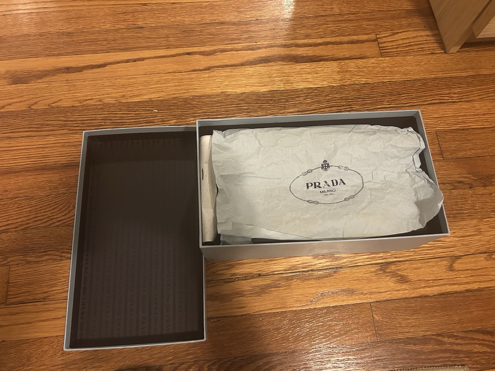 PRADA Women's Black Semi Pointed Toe Leather Flats with Blue Bow Accent - EU 38 thumbnail 3